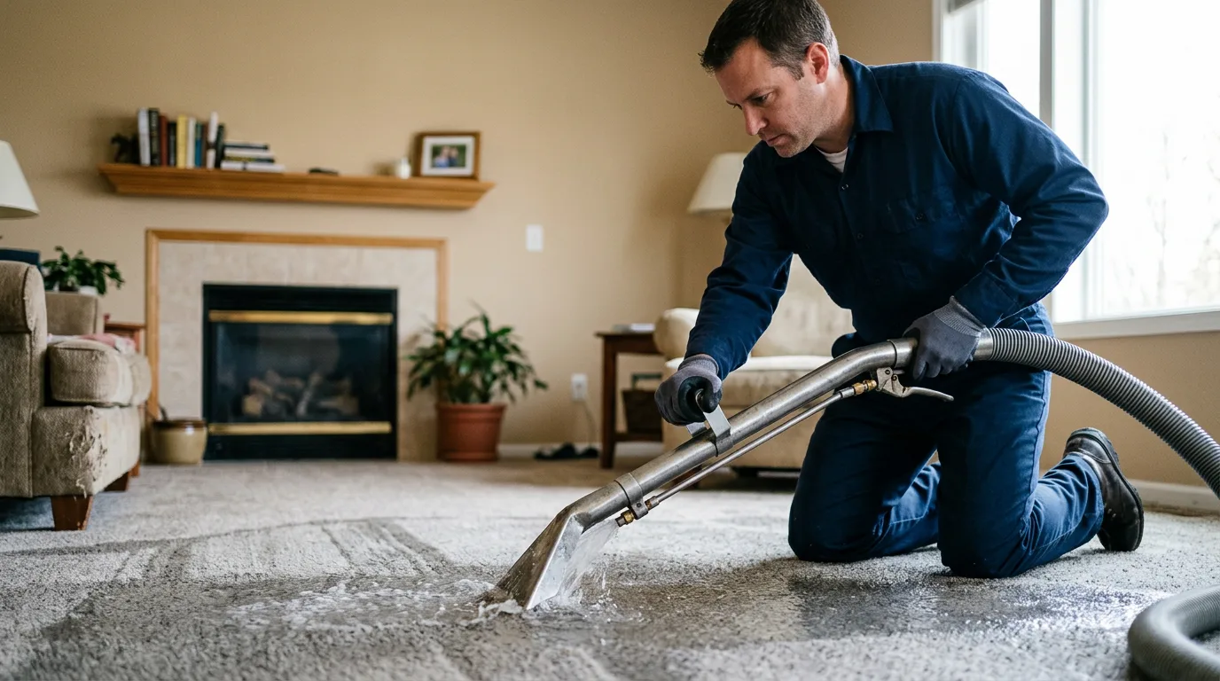 Water damage restoration technician working near Dawson, IL
